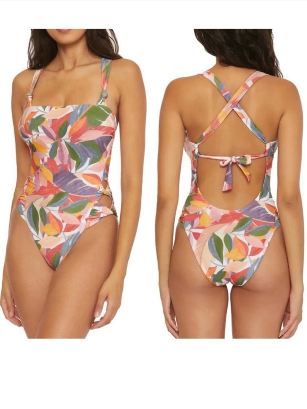 BECCA Lana Floral Tropical One Piece Bathing Suit Size Small